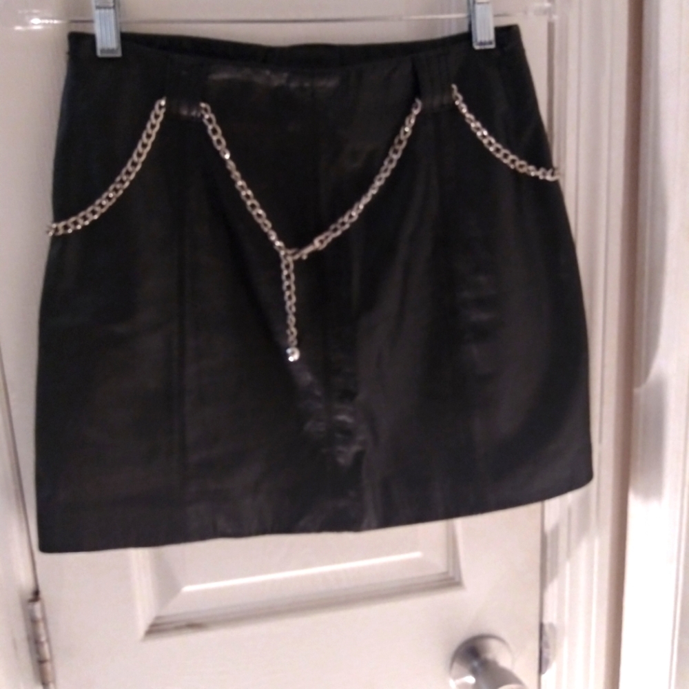 Black leather skirt